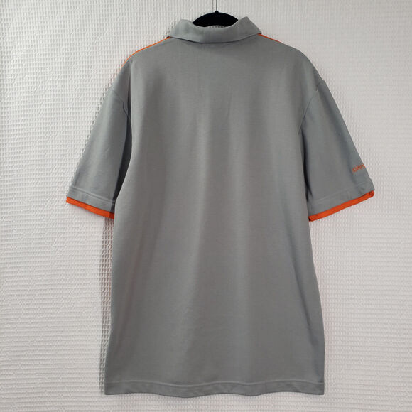 Amphenol TCS Polo Shirt Men Large Orange Gray Uniform 10th Anniversary Pique - Picture 2 of 15